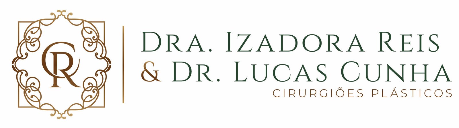 Dra. Izadora Reis e Dr. Lucas Cunha - Cirurgiões Plásticos. Logotipo oficial no formato horizontal colorido e com fundo branco. Alta resolução